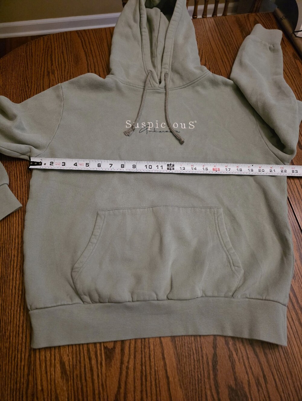 Suspicious Antwerp Sage Green Classic Hoodie Womens M Premium Streetwear Top - Picture 11 of 13